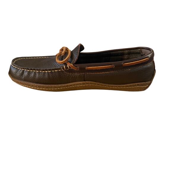 LL Bean Mens Brown Leather Moccasins/Loafers/Slippers Plaid Inside- Size 8 - Picture 11 of 11